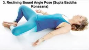 Reclined Bound Angle Pose, or Suptabaddhakonasana